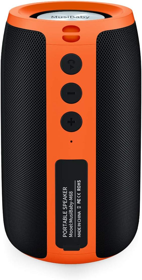 MusiBaby Bluetooth Speaker, Waterproof Wireless Outdoor Portable Speaker with Stereo Sound, Booming Bass, Bluetooth