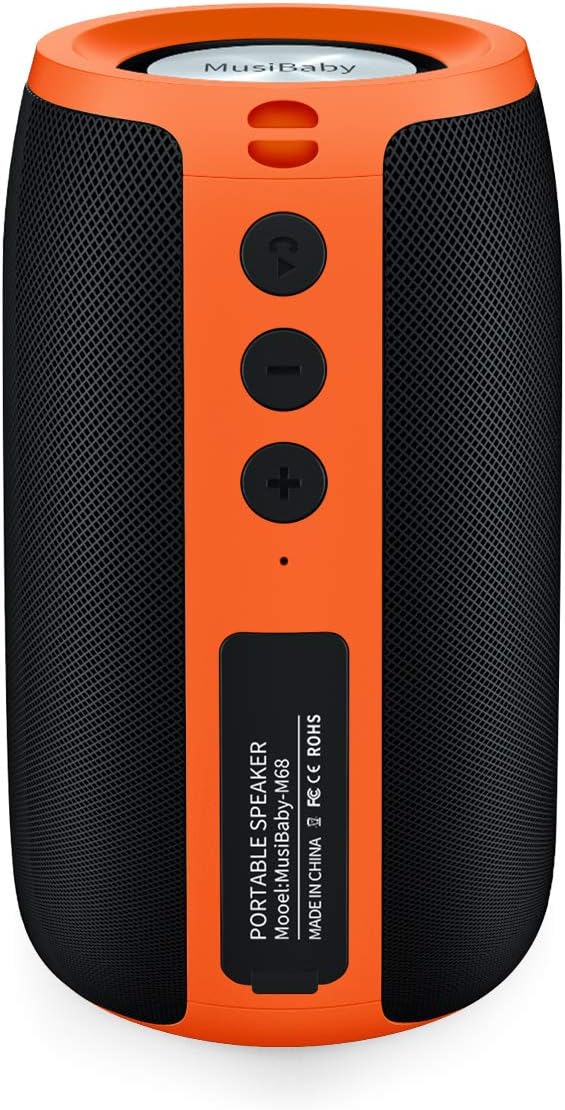 MusiBaby Bluetooth Speaker, Waterproof Wireless Outdoor Portable Speaker with Stereo Sound, Booming Bass, Bluetooth