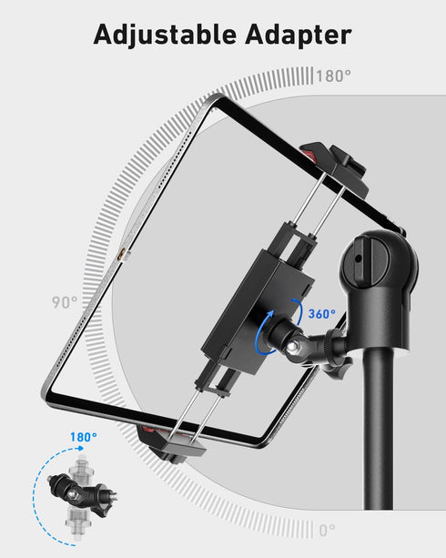 Phone Holder for Tripod with 1/4” Screw Adapter, iPad Pro 13", iPad Air, iPad Mini, Samsung Galaxy Tab, Cell Phone