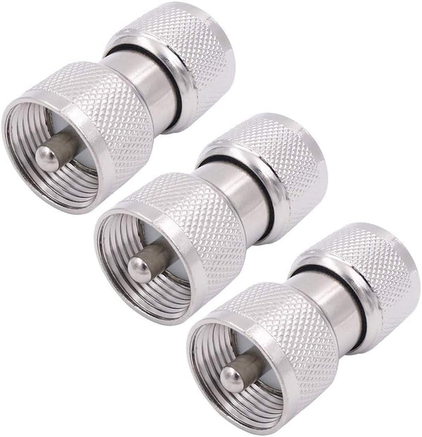 Fancasee PL259 Barrel Connector, Male to Male PL259 Coupler, 3-Pack UHF Coaxial Adapter for CB Ham Radio Antenna Cable