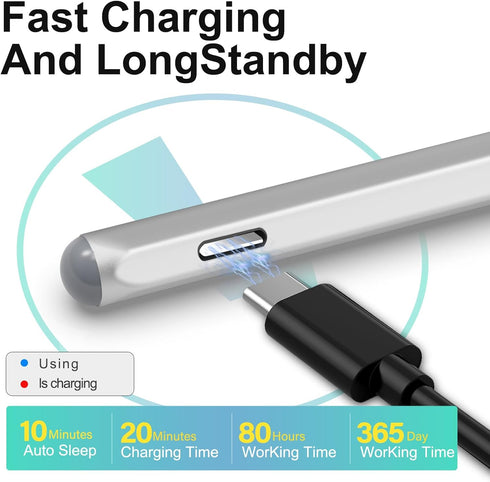 Stylus for ASUS Zenbook Flip/Pro/Vivobook, MPP 2.0 Tilt-Active Pen with 4096 Levels of Pressure Sensitivity, Silver