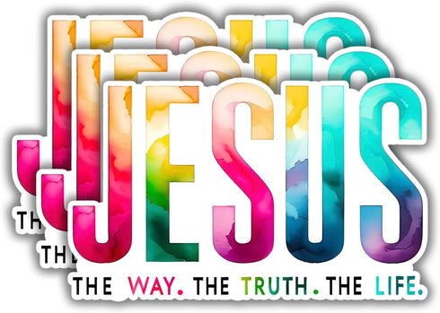 (3pcs) Jesus The Way The Truth The Life Sticker, Christian Vinyl Decal Stickers for Water Bottle, Laptops, Phone Case