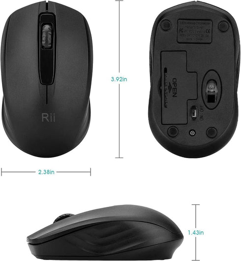 Rii Mouse,2.4G Wireless Noiseless Portable Computer Mice for PC, Laptop, Windows,Office Included Wireless USB dongle