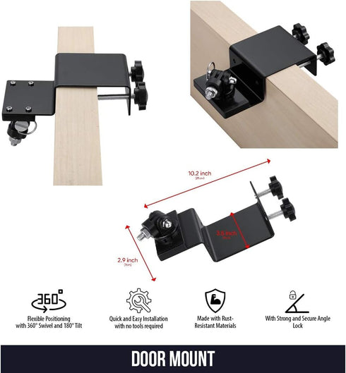 Wasserstein Door Mount Compatible with Arlo HD/Pro/Pro2/Pro3/Pro4/Pro5S/Ultra/Ultra2/Essential, Blink Outdoor/XT2, Ring Stick Up Cam Battery/Spotlight Cam Battery, eufyCam E/2/2C (Black)