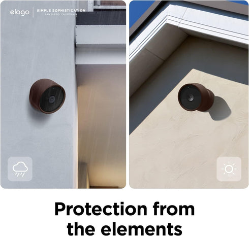 elago Silicone Cover for Google Nest Cam Outdoor/Indoor (Battery), Magnetic Mount Cover Included, Dark Brown