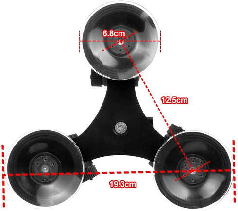 Camera Mount for Car - Camera Suction Mount - Car Mount Triple Suction Cup Mount with 1/4 Threaded Head 360 Degree Tripod Ball Head