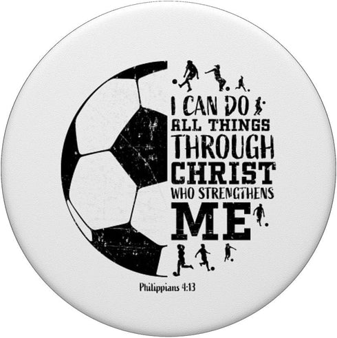 Cute Christian Soccer Gifts for Teen Girls Women, Religious Verse PopSockets Standard PopGrip