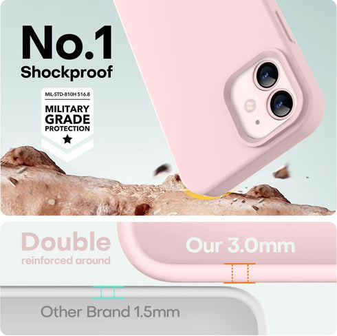 LOVE 3000 Chalk Pink iPhone 12/iPhone 12 Pro Case, Shockproof Silicone with Soft Anti-Scratch Microfiber Lining, 6.1"