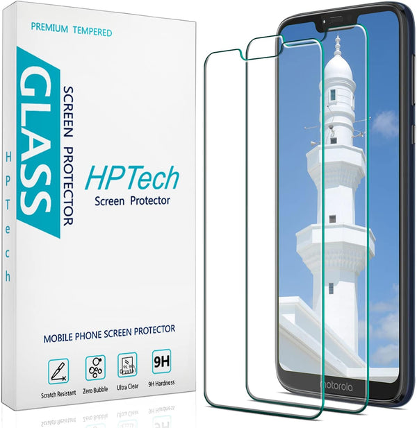 HPTech 2-Pack Tempered Glass Screen Protector for Motorola Moto G7 Power, G7 Supra, G7 Optimo Maxx