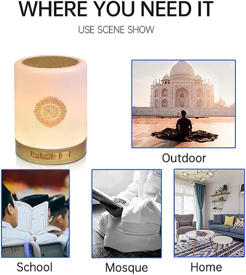 SQ112 Quran Speaker, Touch Lamp Bluetooth Speaker with Remote & APP Control, Full Recitations & Translations in