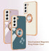 Samsung Galaxy S21 Case Compatible, Grey Finger Ring Holder with Rose Gold Plating Design, Rotating Kickstand