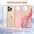 Btscase Rose Gold Marble Pattern Case Compatible with iPhone 13 Pro Max 6.7 Inch 2021, Heavy Duty Shockproof Full Body