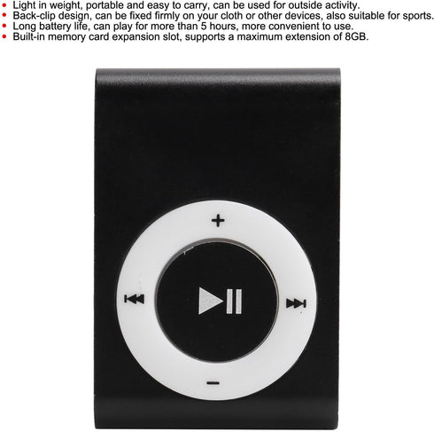 Zopsc-1 MP3 Portable BackClip Mini Player Music Player with Earphone and USB Cable,Lossless Sound Player Suitable