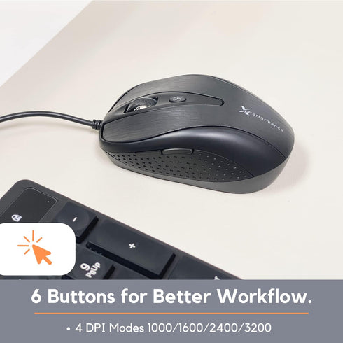 X9 USB Keyboard and Mouse Combo, Ergonomic Full-Sized Wired Keyboard and Mouse with Wire for Desktop & Laptop