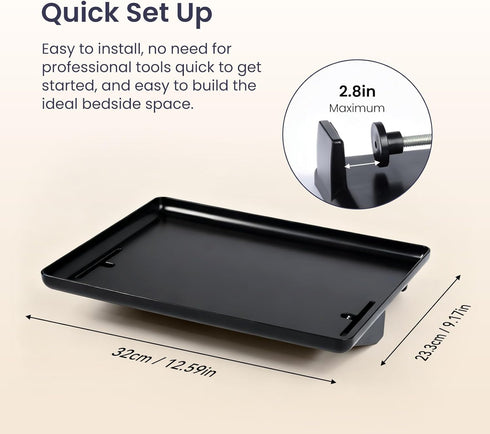 WELTOKE Bedside Shelf for Dorm Bed,Clip on Floating Bedside Table,Bunk Bed Shelf for Top Bunk,Beds Side Table Tray