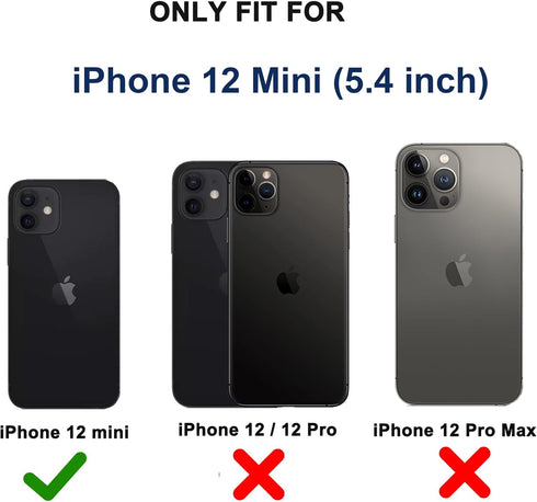 iPhone 12 Mini Heavy Duty Rugged Case with Belt Clip Holster & 2X Screen Protector - Shockproof, Dust-Proof (Black)