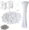 100 Pcs Cable Zip Tie Saddle Type Mounts with 8" Cable Ties and Tapping Screw, White