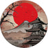 Vintage Japanese Mountain Landscape Temple Full Red Moon PopSockets Standard PopGrip