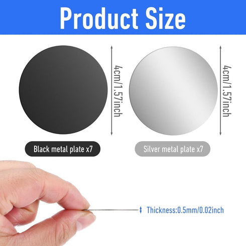 Bewudy 14pcs Metal Plates for Magnetic Mount, Round Magnet for Phone Case, Round Mobile Phone Metal Plate Mini Adhesive