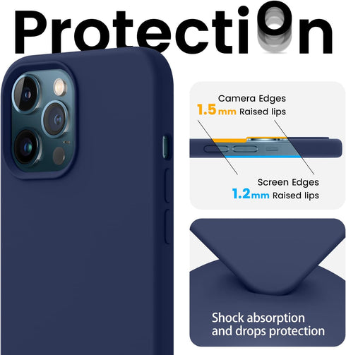 JELE Shockproof Case for iPhone 12 Pro Max - Navy Blue Liquid Silicone with Military Grade Drop Protection