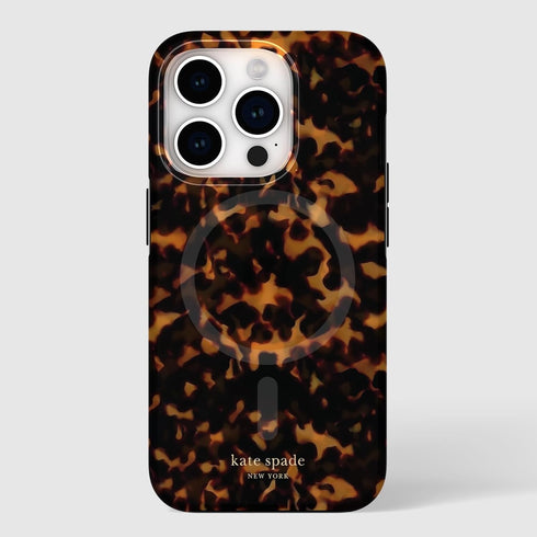 kate spade new york iPhone 15 Pro Case - Tortoiseshell, Compatible with MagSafe