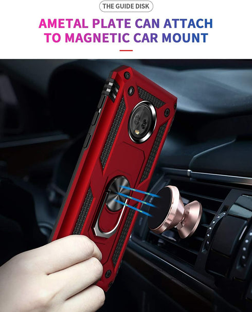Military Grade Drop Impact Case for Motorola Moto G6 with 360 Metal Rotating Ring Kickstand Holder, Shockproof (Sliver)