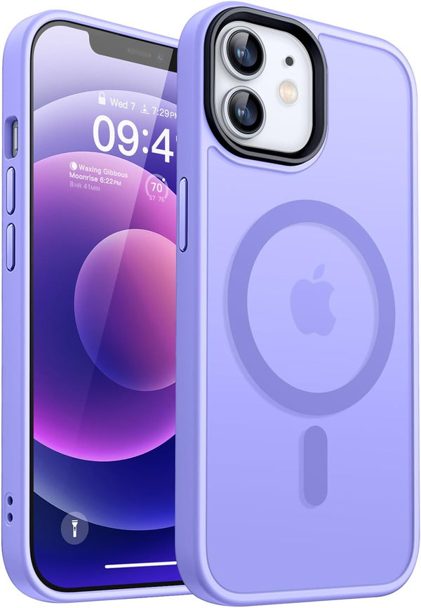 CANSHN Magnetic iPhone 12/12 Pro Case, Light Purple, Compatible with MagSafe, Translucent Matte Slim Shockproof