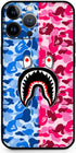 Shark Teeth Case for iPhone 13 Pro Max, Silicone Cute Soft Clear Camo Shark Face Full Body Protection, 6.7-Inch, Blue