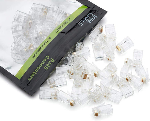 trueCABLE Cat6A Extra Large RJ45 Pass Through Connectors, Staggered, Unshielded, 20 Pieces