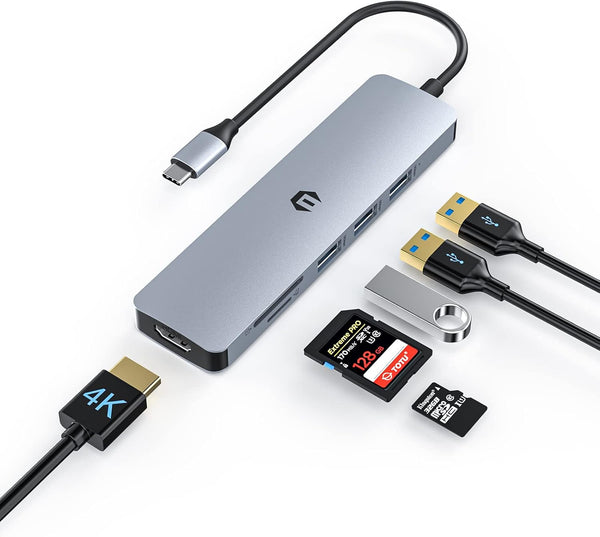 TOTU 6-in-1 USB C Hub, Type C Multiport Adapter Docking Station with 4K