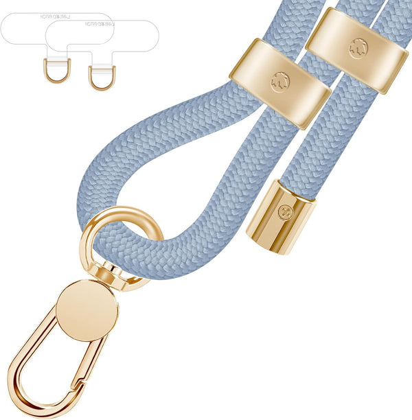 UKON Cell Phone Lanyard, Crossbody Lanyard with Premium Metal Buckle Phone Charms and 2 X Phone Patch (Blue)