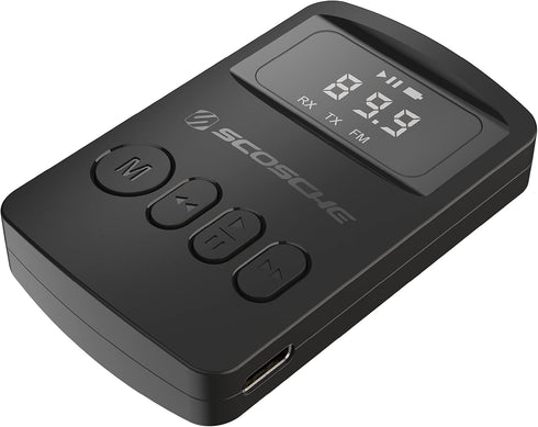 Scosche BTTRFM-SP1 Portable Bluetooth Transmitter/Receiver, FM Transmitter and Wireless Audio Receiver for TV,