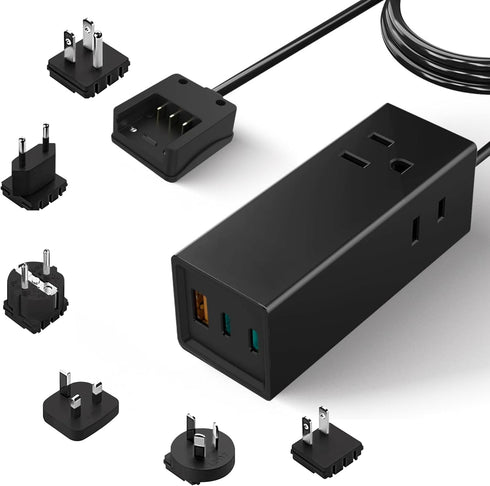 Ceptics 65W World Travel Adapter, 3 USB Ports PD 3.0 Charger for Laptops, Cellphones in Europe, Asia, Africa, America