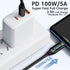 USB C to USB C Cable 100W Fast Charging Type C Charge Cable with LED Display, 480Mbps Nylon Braided for MacBook