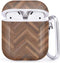 Compatible with Airpods 2 & 1 - Shockproof TPU Gel Case Cover with Carabiner Clip, Wood Parquet Texture
