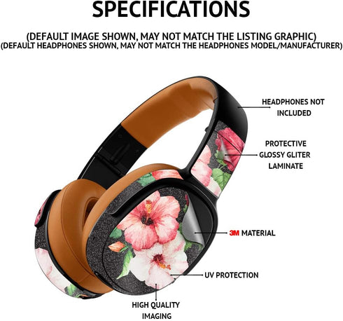 MightySkins Glossy Glitter Skin for Bose QuietComfort 35 II Headphones - Black Marble Glitter, Durable High-Gloss Finish