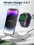 3 in 1 Wireless Charger, Aluminum Alloy Fast Charging Stand for iPhone 15/14/13/12/11, iWatch, AirPods Pro, Silver