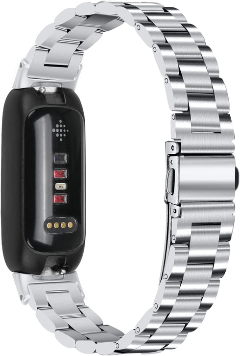 FitTurn Classic Durable Solid Link Metal Watch Band Replacement for Fitbit Inspire 3 - Stainless Steel Accessory