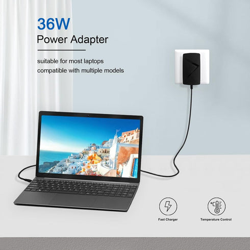 12V 3A Charger for Jumper EZbook X3 X4 S4 2 3 3s 3l Pro, EZpad 6 Pro, Chuwi HeroBook, Ubook, AeroBook, LapBook, Xidu