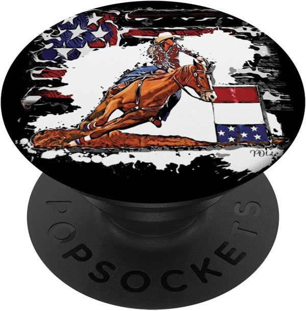 PopSockets American Rodeo Barrel Racing Cowgirl USA Flag Souvenir Standard PopGrip