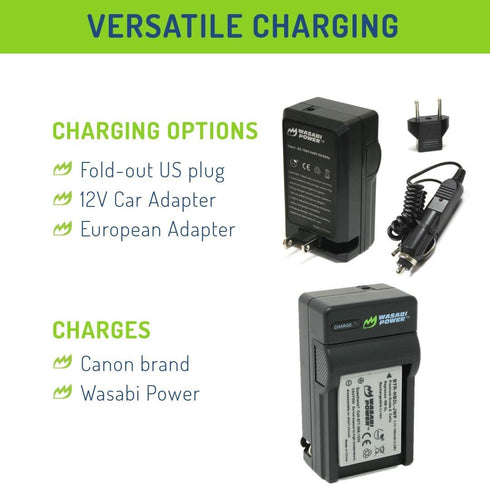Wasabi Power Battery and Charger (2-Pack) for Canon NB-5L, PowerShot S100, S110, SD700 IS, SD790 IS