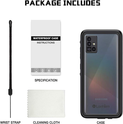 Lanhiem for Samsung Galaxy A51 Case, IP68 Waterproof Dustproof with Built-in Screen Protector, Heavy Duty Phone Case