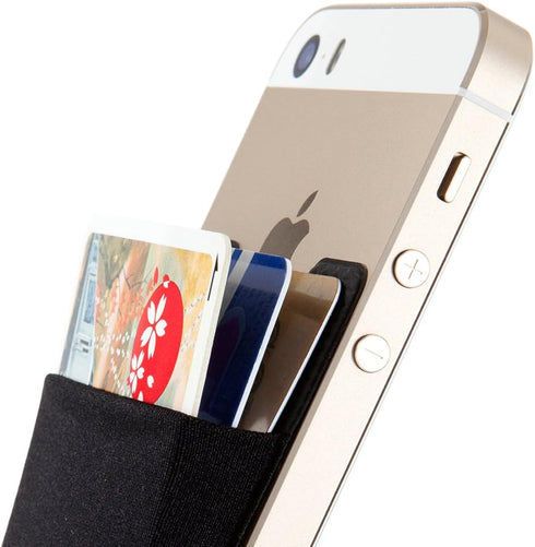 Sinjimoru Basic Cell Phone Wallet Stick-On, Adhesive Stretchy iPhone Card Holder, Sinji Pouch Basic 2 Black