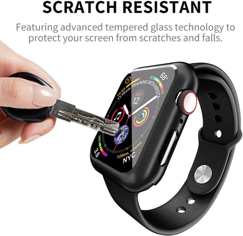 Smiling Case Compatible with Apple Watch SE 2 (2024)/SE/Series 6/5/4 44mm with Built-in Tempered Glass Screen Protector