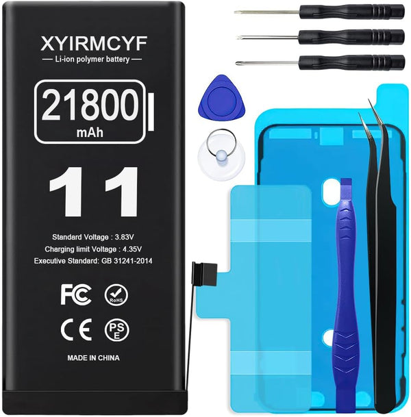 XYIRMCYF 21800mAh Super Capacity Battery Compatible with iPhone 11, 0 Cycle Li-Polymer Replacement