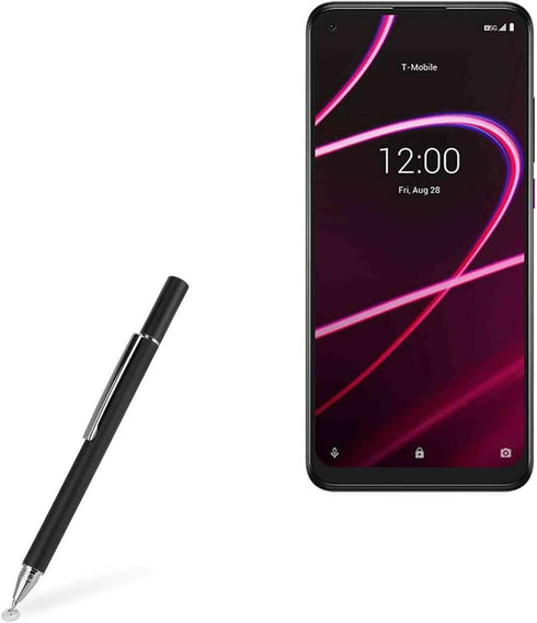 BoxWave Stylus Pen for T-Mobile REVVL 5G - FineTouch Capacitive Stylus, Super Precise Jet Black Stylus Pen