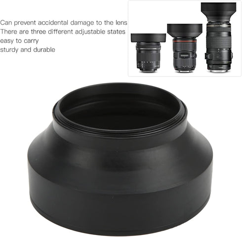Rubber Metal Collapsible Lens Hood Shade for Various Brands - 62mm
