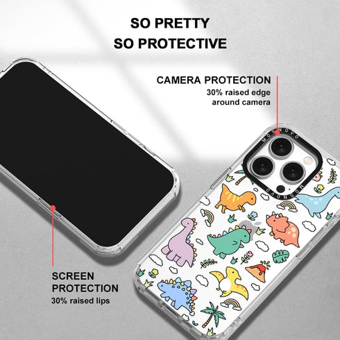 MOSNOVO iPhone 15 Pro Case - Clear TPU Bumper with Cute Joyful Dinosaur Design, 6.1" Drop Impact Protection