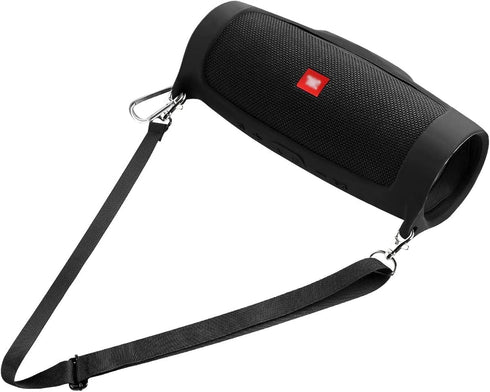 Silicone Case Cover for JBL Charge 4 Portable Waterproof Speaker, Soft Skin with Strap, Black
