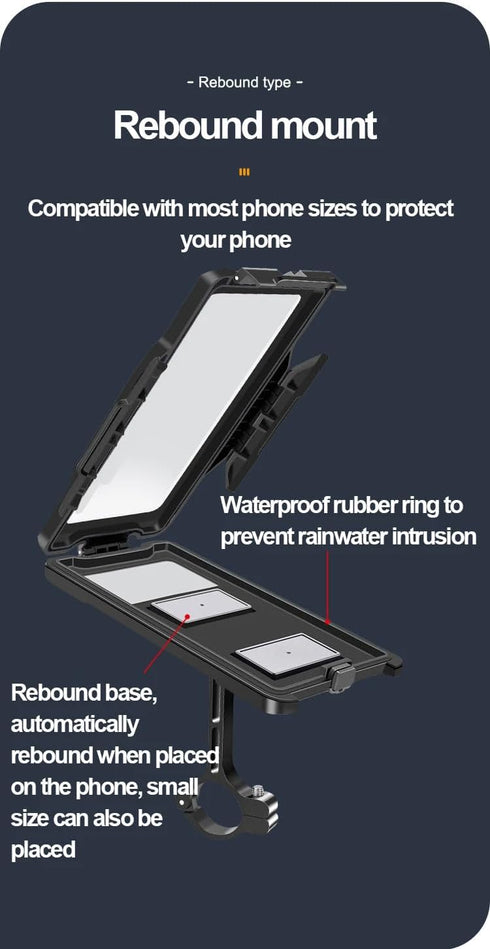 GUB Plus 16 Waterproof Phone Holder, Full Sealed Touch Screen Bike Mount Case for Cellphone GPS (Black)